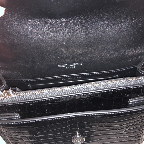 Saint Laurent Sunset Black Crocodile Chain Wallet - Picture 3 of 8